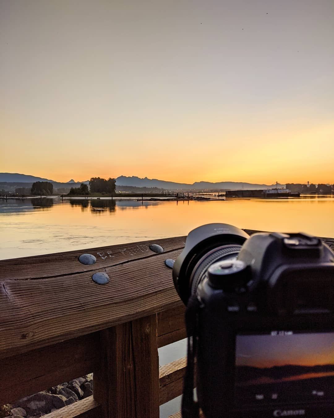 Sunset over the Fraser River as seen From Sapperton Landing