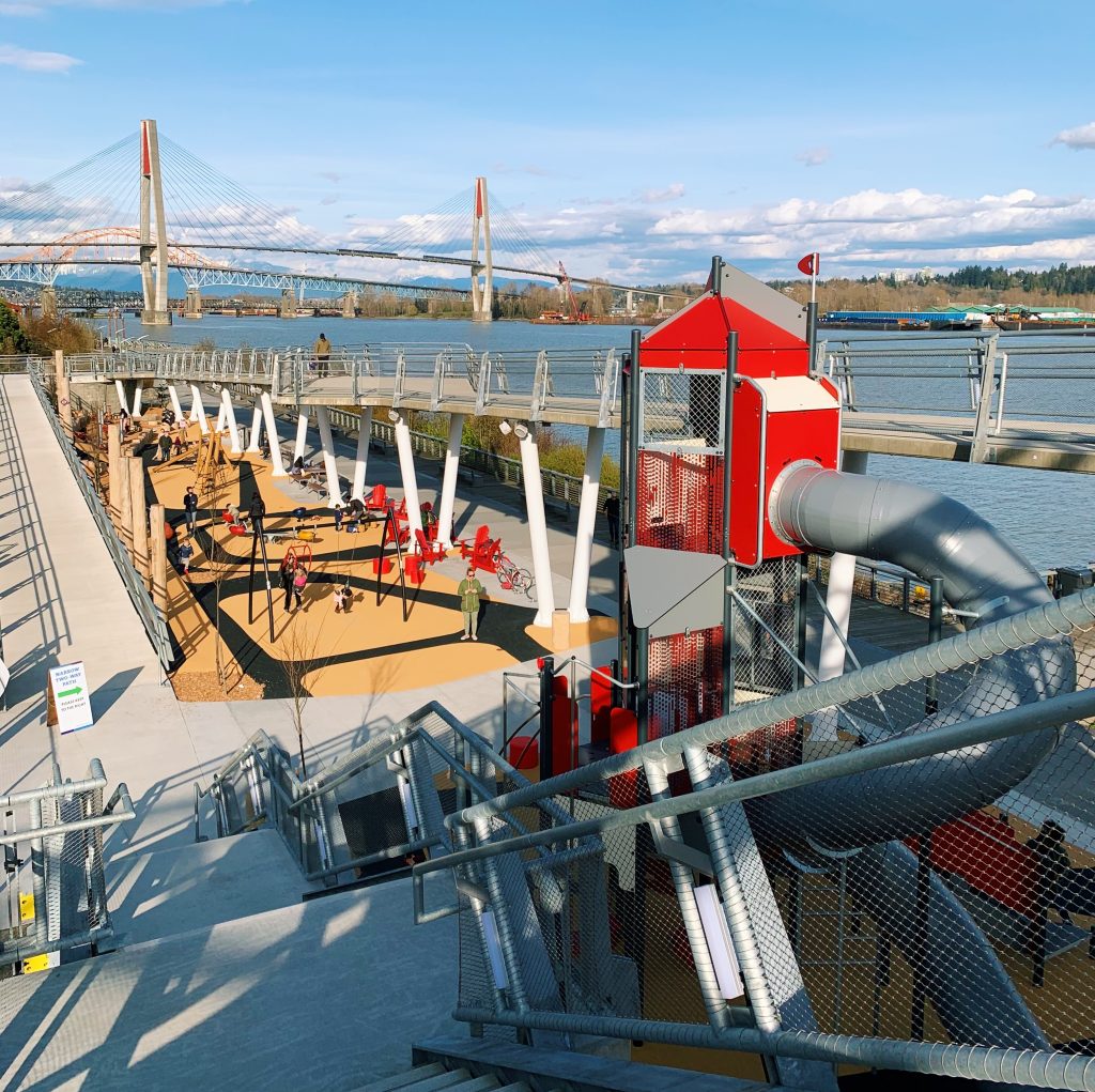 Large playground overlooking the Fraser River